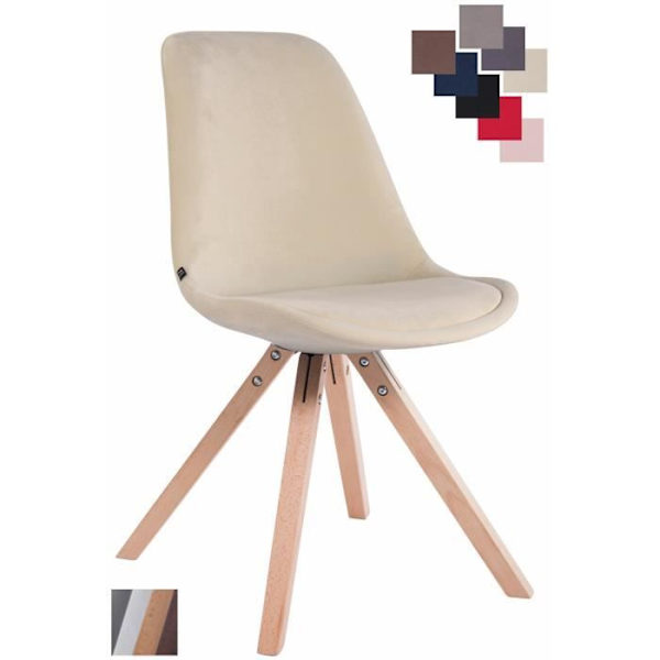 Retro TOULOUSE stol klädd i sammet - skandinavisk stil - beige Beige
