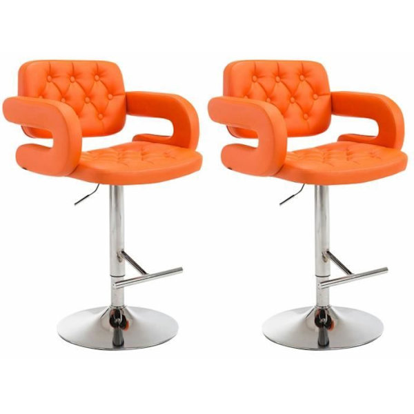 Set med 2 Dublin Barstolar i konstläder - CLP - Justerbar i höjdled - Med armstöd - Orange Orange