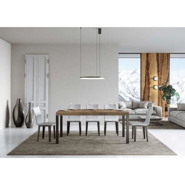 Utdragbart vardagsbord Natural Oak Skiva 90x160 Lång 420 Antracit ram