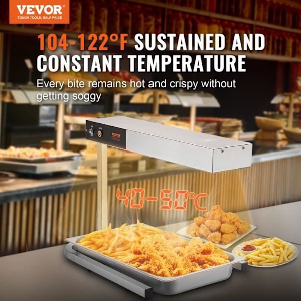 Elektrisk pommes fritesvärmare - VEVOR - 635x380x540 mm, 3,85 kg, 750 W 40-50 ℃, rostfritt stål, för restaurangkök