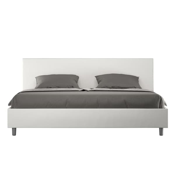 Lit - Ityhome - Adele - 180x210 cm - Vit läder - Inklusive ribbade sängbotten Vit