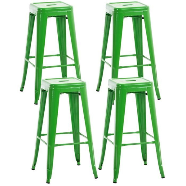 -CLP-Set med 4 stapelbara metalstolar Joshua-Array grön