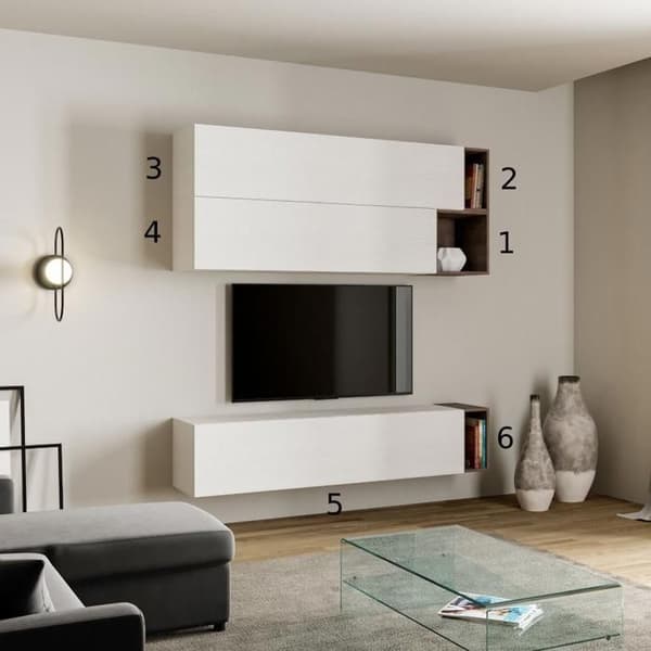 Mur salon Isoka A30 L.194 P.39.5 vit och valnöt Vit