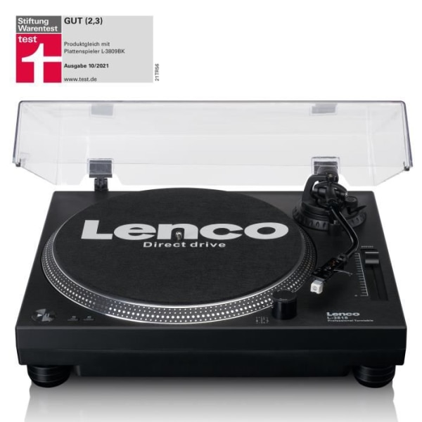 Vinyl skivspelare - Lenco - L-3818BK - Helt manuell - 33 rpm - Svart