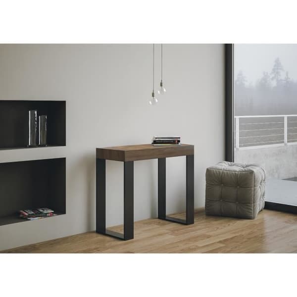 Väggmonterad förlängningsbar konsol - TECNO - Liten Premium - Rektangulär - 10 platser - Melamin brun