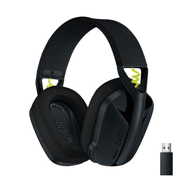 Spelheadset - Trådlöst - Logitech G - G435 Lightspeed - Med mikrofon - Svart Svart