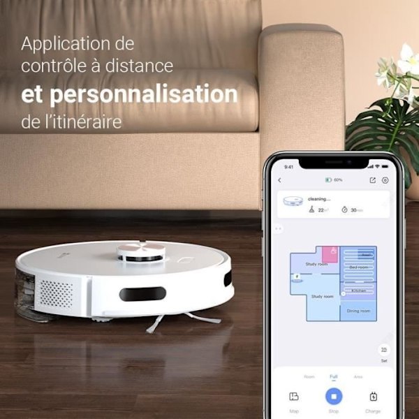 EZVIZ RE5 - Robotdammsugare - Effekt 4000 Pa - LIDAR-navigering - Hinderdetektering - Mattdetektion Vit
