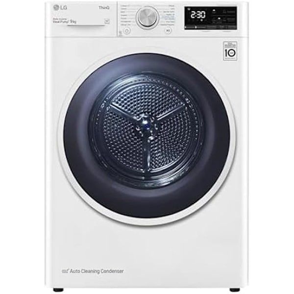 LG RH90V9AVHN frontmatad torktumlare 9 kg, klass A+++, kondens med värmepump, Wi-Fi Vit