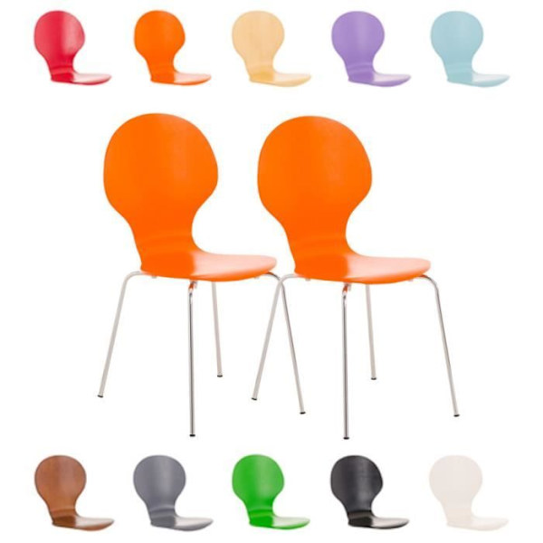 CLP Set med 2 robusta DIEGO stapelbara stolar, med träsits, ergonomiskt utformad sits, lätt underhåll, 10 färger tillgängliga... Orange