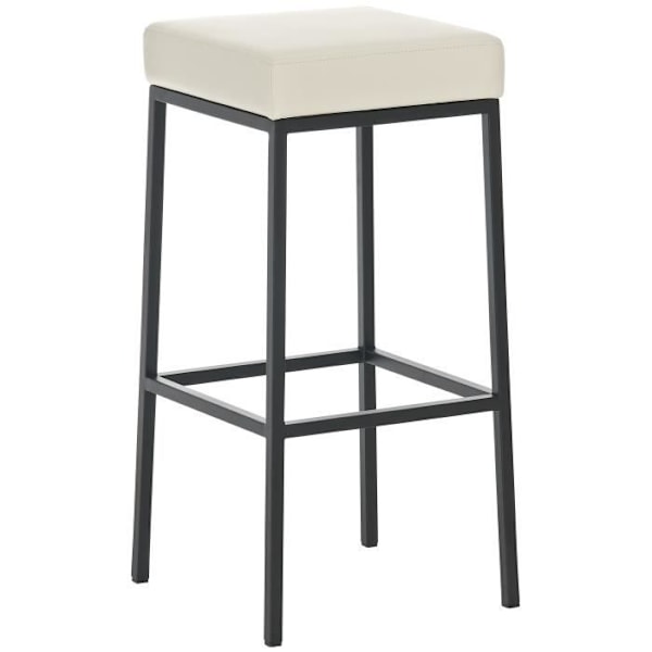 Barstol - Montréal - Konstläder - Set om 2 - Kräm-Svart - Höjd 80 cm Gräddsvart