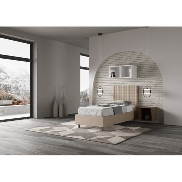 Enkelsäng - SOLIG - Soligt - Klädd - Taupe - Modern design Grå