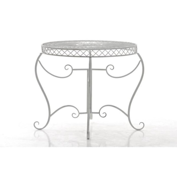 Trädgårdsbord - CLP - Sheela - Smidesjärn - Rund - Antik vit - 69 cm i höjd antikvit
