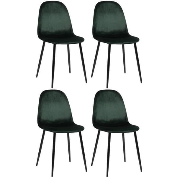 Napier matstolar - CLP - 4-pack - Grön-sammet - Svarta metallben grön
