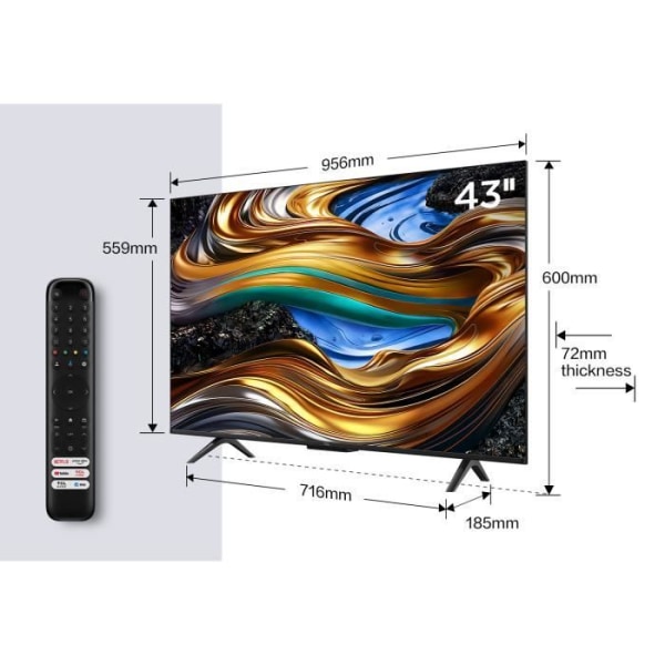 LED 108 cm - UHD 4K - 50 Hz - DLG 120Hz - Bred färgomfång - Dolby Vision &amp; Atmos - Google TV - Ljud 2.0 - Svart aluminium