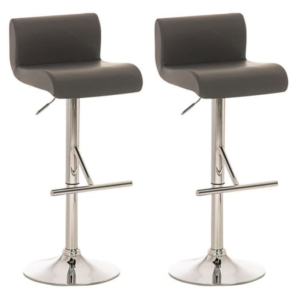 Set med 2 pallar - CLP - Kalifornien - Imiterat läder - Grå - Justerbar höjd - Modern design Grå
