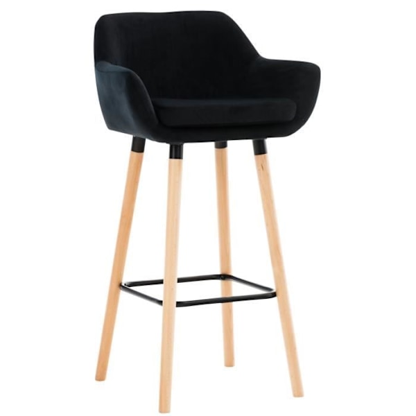 Grant Velvet Barpall - Svart - Med Armstöd - Inomhus - CLP - Vintage Svart