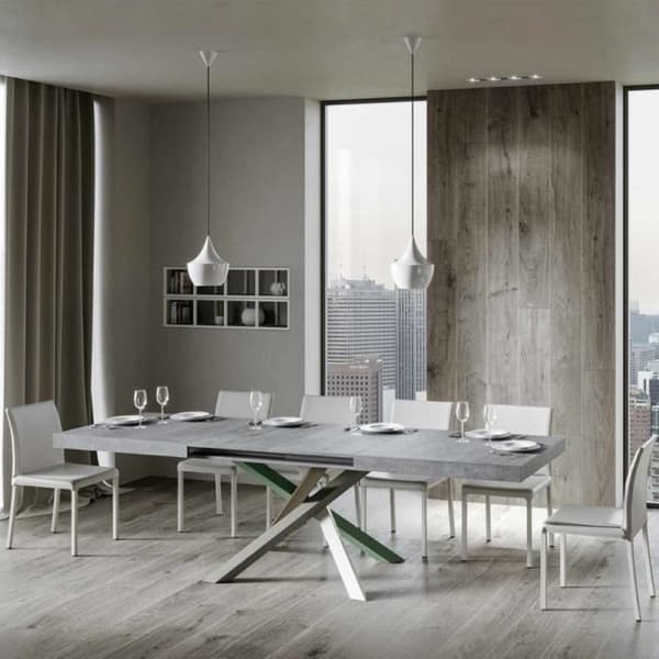 Utdragbart bord - Volantis - 90x180 Långt - Överstomme i cement - Vit cement
