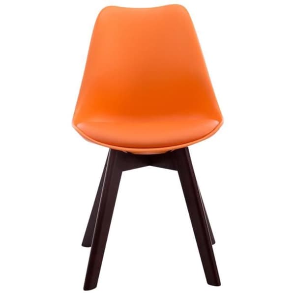 Sats med 4 Stolar - CLP - Borneo V2 - Konstläder - Orange - Träben orange