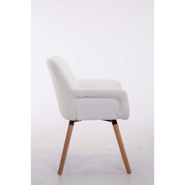 Besöksstol - CLP - Cassidy - Imiterat läder - Vit - Med armstöd - Modern design Vit