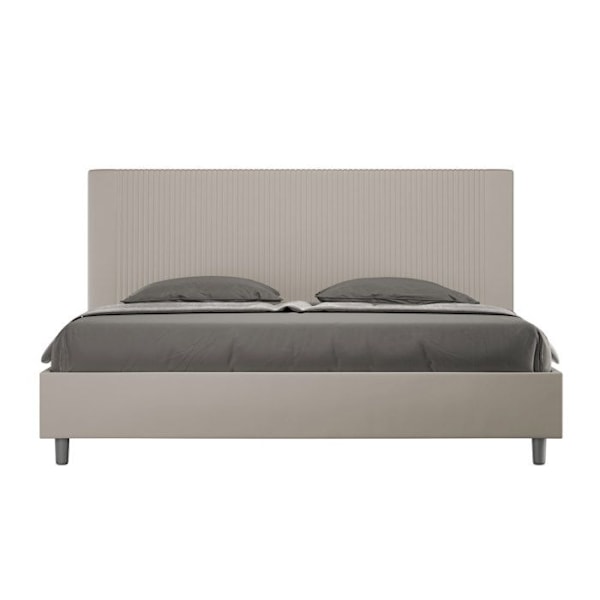 King size säng utan vadderad boxspring 180x190 taupe konstläder Goya mol