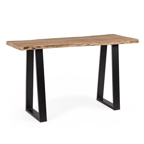 Konsol 130x45x76 cm i naturlig akacia och svart metall - RIOULI