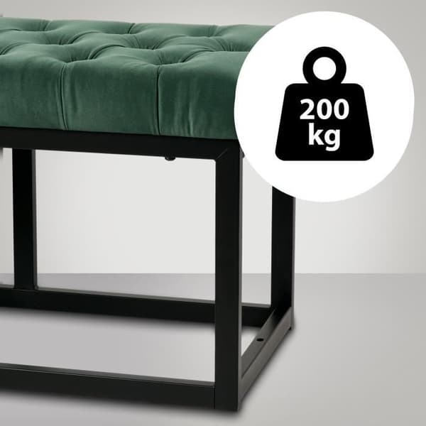 -CLP-Banquette Polson i sammet med stöd i svart metall-Array grön