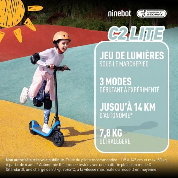 El-scooter barn Ninebot By Segway C2 Lite Svart och blått