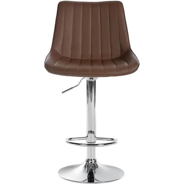 Barstol - Toni - Syntetiskt läder - Höjdjusterbar - Svängbar - Brun-Krom Brun-krom