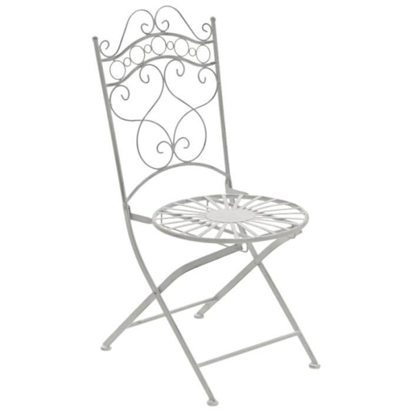 Set med 2 hopfällbara trädgårdsstolar i smidesjärn med sitthöjd 48 cm, antikvit antikvit