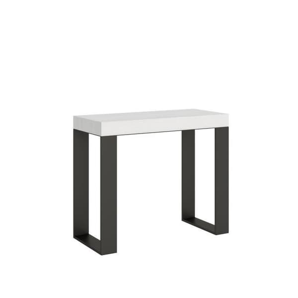 Bordskonsol - ITAMOBY - Tecno Small - Vit ask - Antracitstruktur - Utsträckbar 90-196 cm Vit aska
