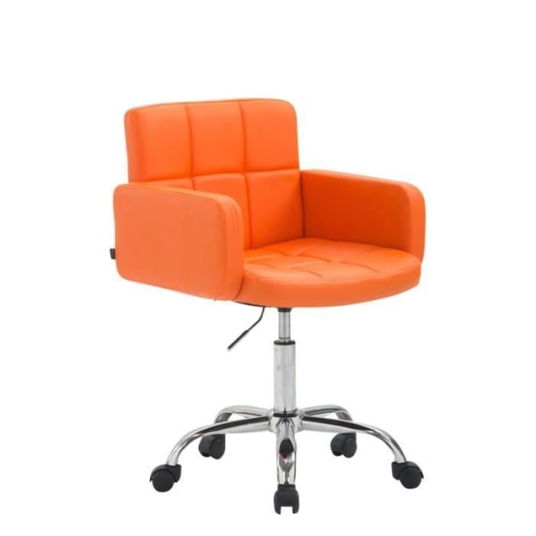 Ergonomisk arbetspall LOS ANGELES - CLP - Höjdjusterbar klädd i konstläder - Orange Orange
