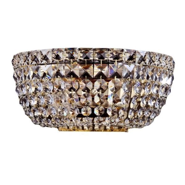 Basfor Flush Wall Light Antik Guld & Kristall, 2 lampor, E14