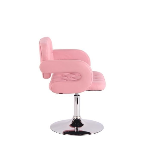 Loungefåtölj - CLP - Dublin - Syntetiskt läder - Kromad metall - Rosa Rosa