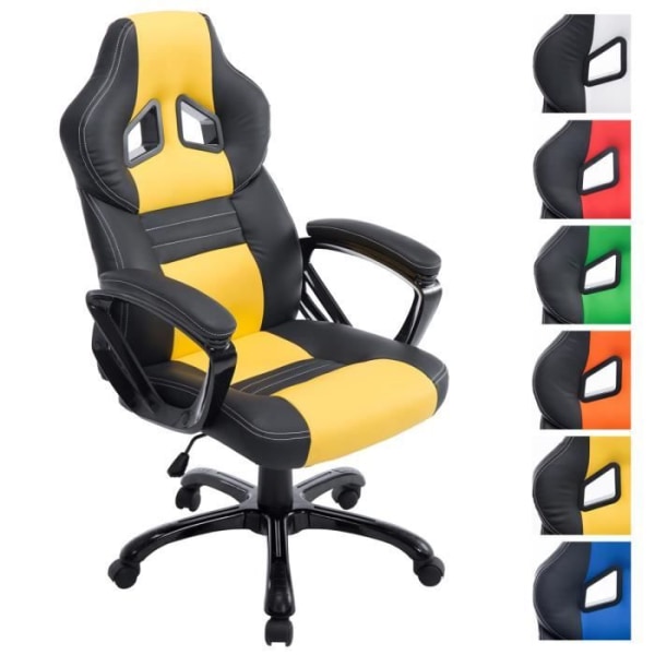 Pedro XL Gaming Kontorsstol i konstläder med hjulfot, svart/gul