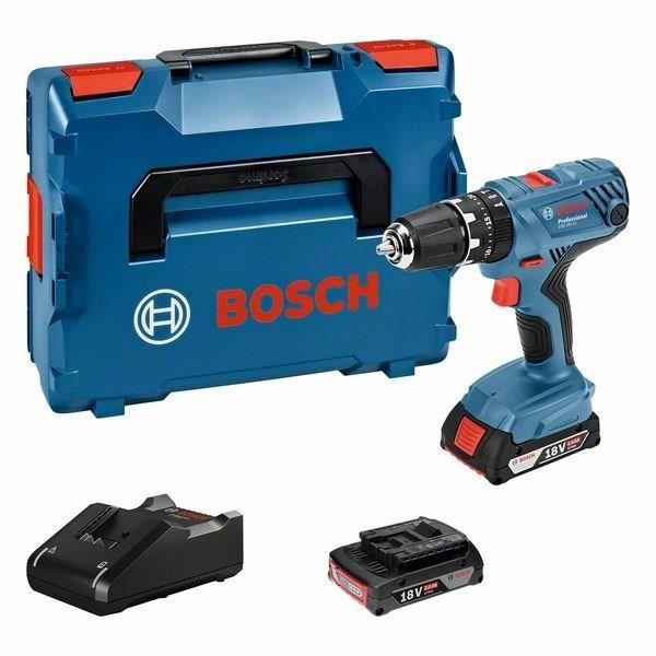 Bosch Professional GSB 18V-21 slagborrskruvmejsel + 2 2,0Ah batterier + LBOXX 35mm - 06019H1107 Blå
