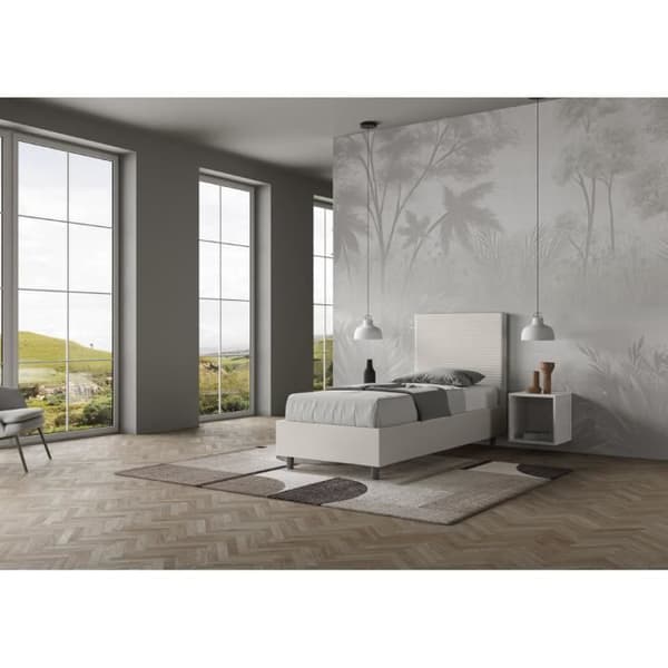 Enkelsäng - FOCUS - Klädd modell - 80x200 cm - Vit - Modern stil Vit