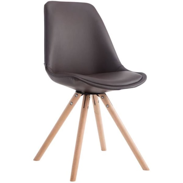 LAVAL besöksstol i konstläder med runda ben - Brun - Modern design - Bekväm Brun-Natur