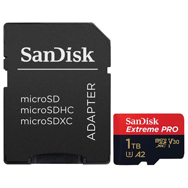 SanDisk Extreme PRO 1 TB Class 10 microSDXC-kort, UHS-I, v30 Video Speed Class Shock Resistance, Vattentätt