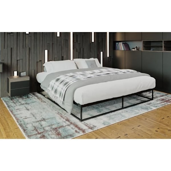 Scala Sängram i Metall med Lattenbotten - CLP - Svart - 200x180x25 cm - Belastningskapacitet 320 kg