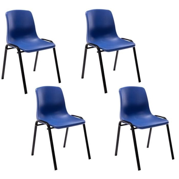Set om 4 stapelbare stolar Nowra - CLP - Blå - Inomhus - Vuxen - Plast - Metall - Modern - Design Blå