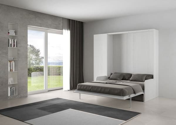 Infällbart sängskåp - Itamoby - KENTARO - 160 cm - Förvaringspelare - White Ash Vit Ask
