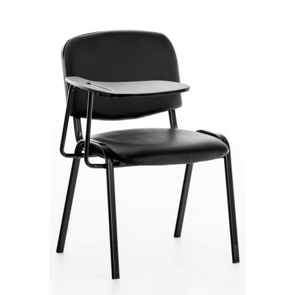 -CLP-Set med 4 Ken-stolar i konstläder med fällbart bord-Array svart