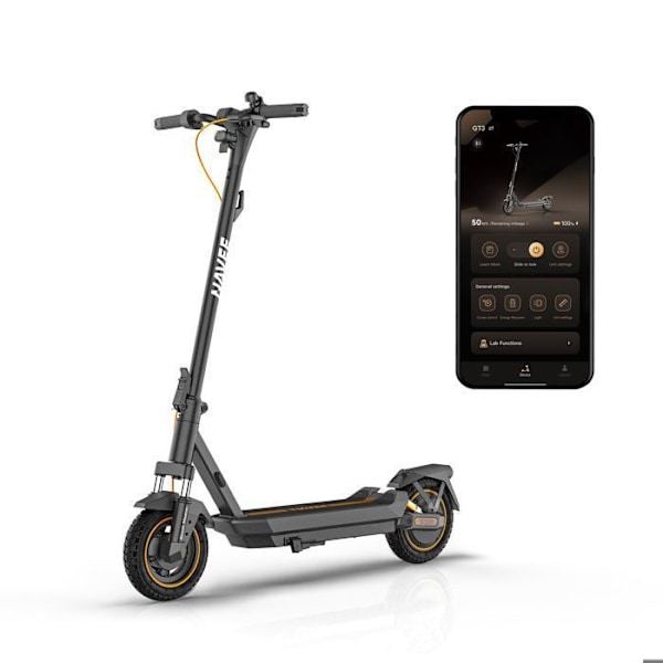 Trottinett Électrique NAVEE GT3, Räckvidd 50km, Maxhastighet 25km/h, Däck 10", 700W Max, antispinnsystem TCS, Fällbar - Svart Svart