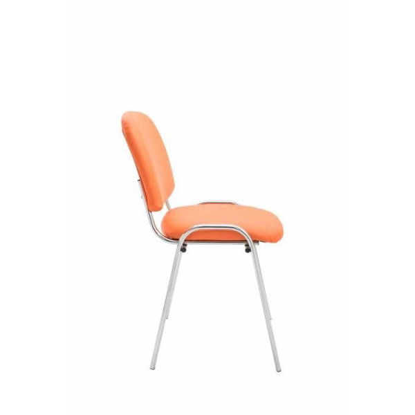Ken besöksstol i konstläder och underrede i krommetall, Orange Orange