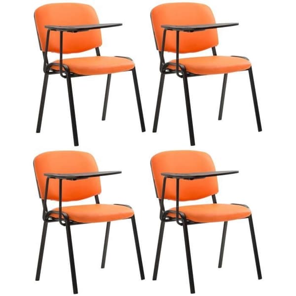 -CLP-Set med 4 Ken-stolar i konstläder med fällbart bord-Array orange