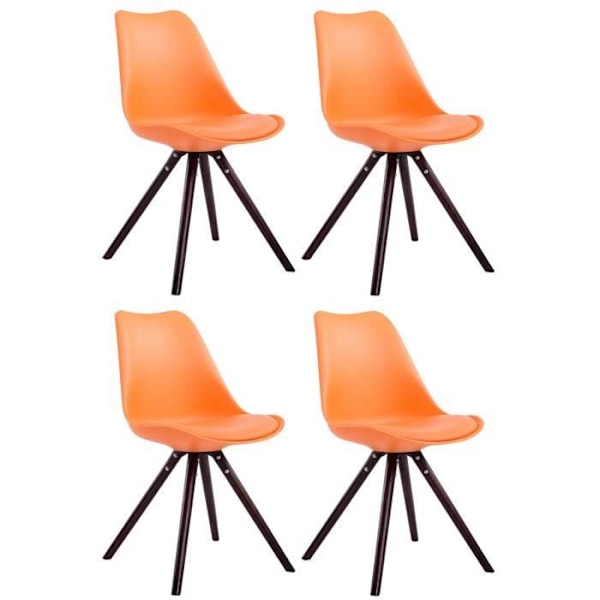 Set med 4 Stolar till Matplats Toulouse i Konstläder med Ben i Trä, Orange-Kapucino Orange