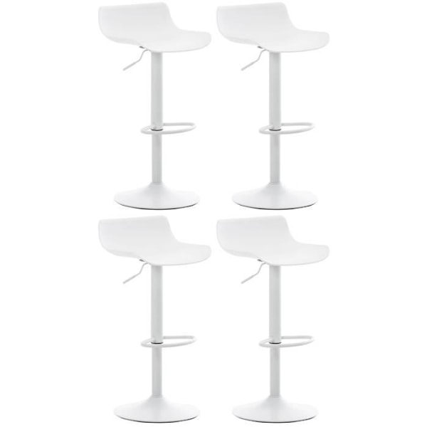 Set med 4 st Aveiro plastbarstolar med metalltrumpetben, vit