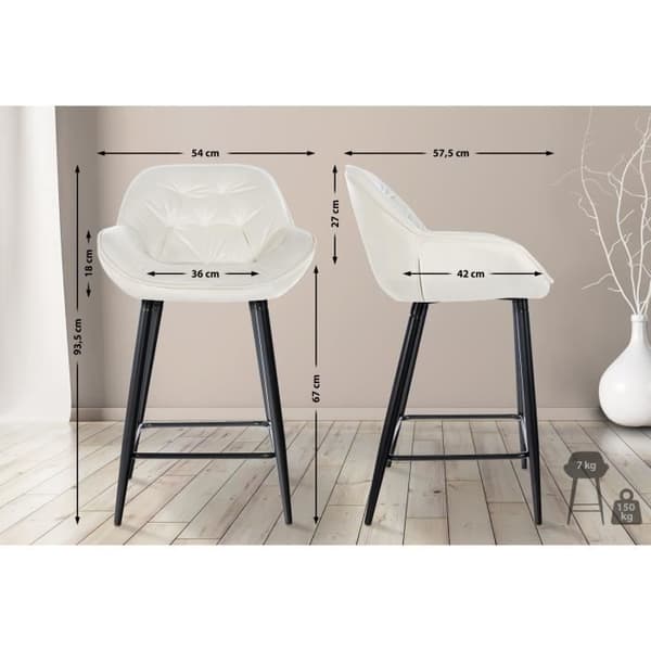 -CLP-Set med 2 Gibson barstolar med metallben-Array grädde