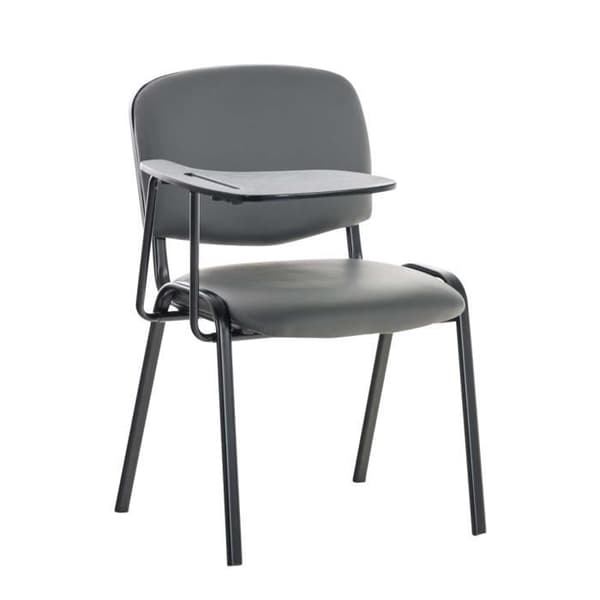 Set med 4 Ken-stolar i konstläder med fällbart bord och metallben, grå grå