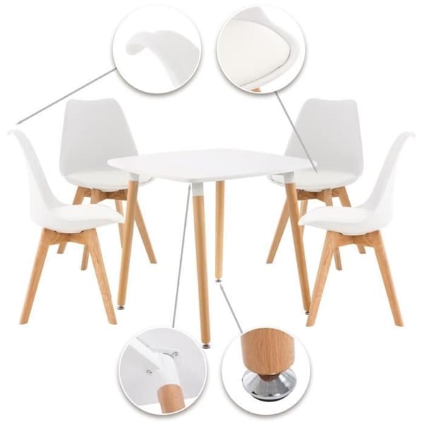 -CLP-Matgrupp Liborg med 1 Bord och 4 Stolar-Array Vit